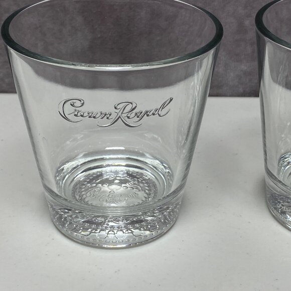 Crown Royal Tapered Old Fashioned Whiskey Glasses Set Of 2 Embossed Letters - Picture 2 of 11
